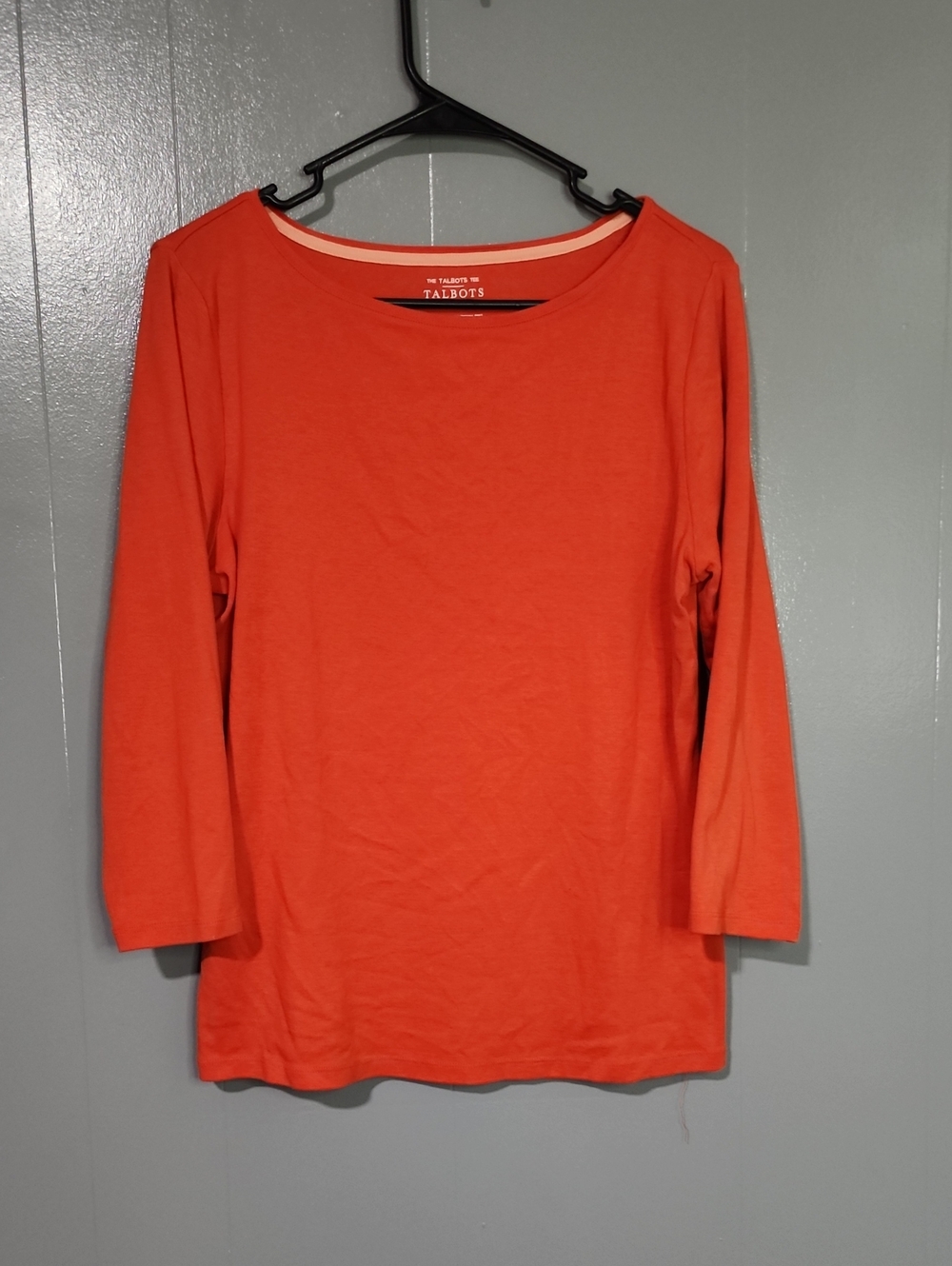 Talbots Bright Orange Long Sleeve Scoop Neck Tee